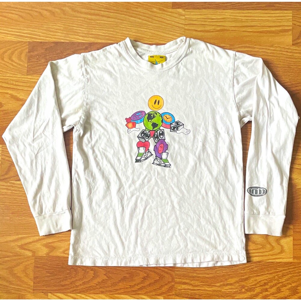 UNIF PezMan Express Yourself White Long Sleeve smiley face Shirt Mens XS